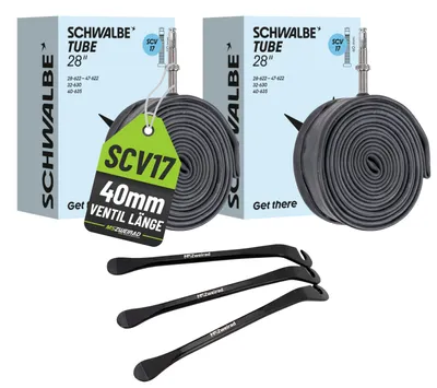 Produktbild von 2er Set Schwalbe Schlauch SCV17 28/47-622/635 40mm + Reifenheber