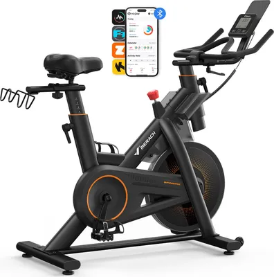 Produktbild von Heimtrainer für Zuhause, Fitnessbike mit LCD-Display bis 158 KG, bequeme und leise, verstellbarer magnetischer Widerstand, Heimfitness