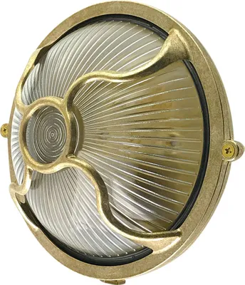 Produktbild von Wandlampe außen Messing Glas E27 IP64 rund D: 17,5 cm in Maritim Kellerlampe