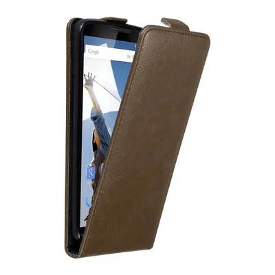 Produktbild von Cadorabo Hülle für Motorola Google NEXUS 6 Schutz Hülle in Braun Flip Etui Handyhülle Case Cover