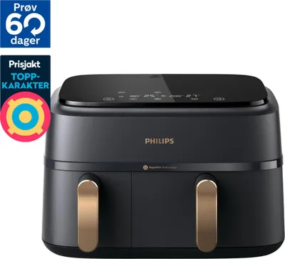 Immagine prodotto di Philips 3000 series Airfryer con doppio cestello, friggitrice ad aria da 9.0L, 8 programmi, App per ricette NA352.00