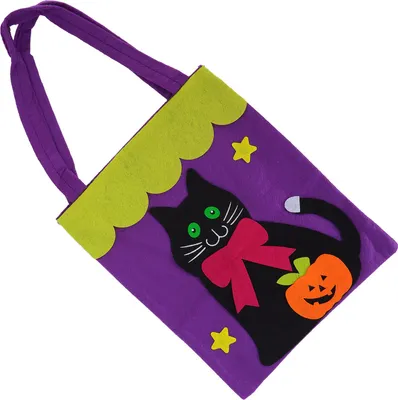 Imagen del producto de Bolsa de tela no tejida para Halloween, ideal para recoger dulces, decorar fiestas en casa y como accesorio de almacenamiento. Diseño de gato