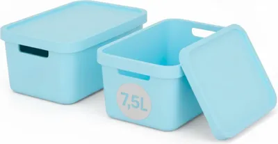 Produktbild von Plastard Aufbewahrungsbox mit Deckel 2er-Set 7,5 Liter in Blau