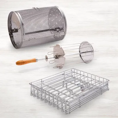 Produktbild von Livington Rotisserie Chef - Zubehör-Set - Grillgitter, Drehkorb & Schaschlikset