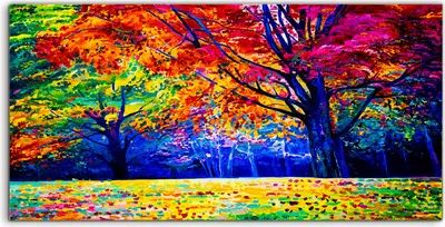 Produktbild von Coloray - Glasbild - 120x60 cm - Wandbild - Glasbilder - Deko Landschafts Wald Herbst Wald