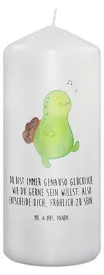 Produktbild von Mr. & Mrs. Panda Kerze Schildkröte Pfeifen 19 x 8 cm - Weiß - Geschenk, Blockkerze, Glück, Stumpenkerze, Erinnerungskerze, Trennung, Depression, Erinnerungslicht