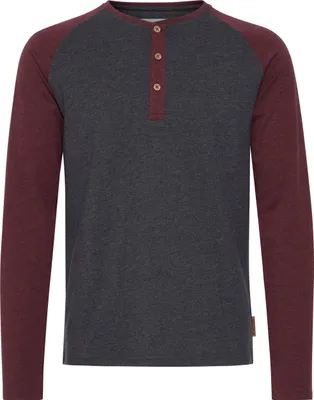 Produktbild von INDICODE IDWinston Herren Longsleeve Langarmshirt Shirt mit Grandad-Ausschnitt Baseball-Look