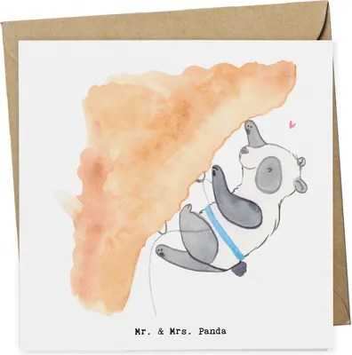 Produktbild von Mr. & Mrs. Panda Grußkarte Panda Klettern - Weiß - Geschenk, anlasskarte, Bouldern, Klettersport, Kletterhalle, Klappkarte, faltkarte, Glückwunschkarte, doppelkarte