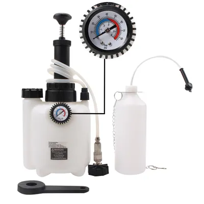 Produktbild von Bremsenentlüftungsgerät 3L Auto Bremsenentlüfter E20 Adapter 1L Absaugbehälter, Bremsflüssigkeit wechseln, Ø45 mm, Manometer, Ein-Personen-Bedienung