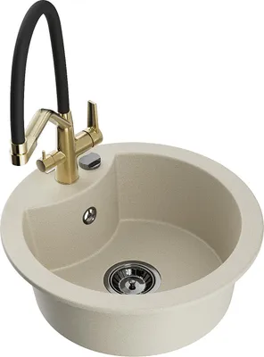 Image de Mexen Diego évier en granit 1,5 bac avec mitigeur Duo, Beige - 6512-69-671701-57-B