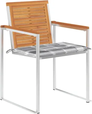 Produktbild von 6 massive Akazienholz-Gartenstühle mit Kissen für Terrasse und Essbereich im Freien, langlebig und rostfrei