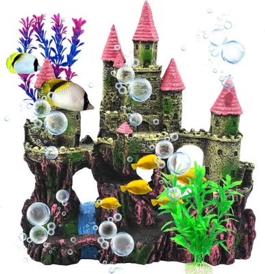 Image de Décoration pour aquarium, en résine, de couleur rose, pour poissons
