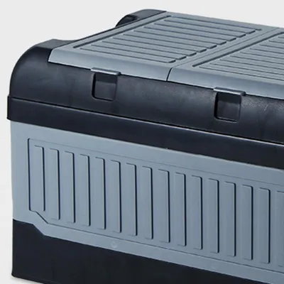 Image de Boîte de rangement pour coffre, 2 couvercles, organiseur pliable en plastique avec plusieurs compartiments et sac étanche, noir/gris