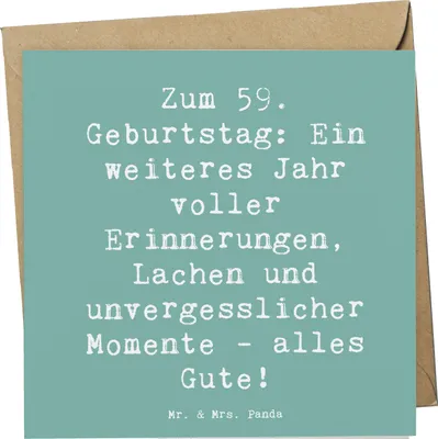 Produktbild von Mr. & Mrs. Panda faltkarte Spruch 59. Geburtstag - Meeresbrise - Geschenk, Geburtstagsparty, Geburtstagsüberraschung, Geburtstagsgeschenk, doppelkarte, anlasskarte, Liebe