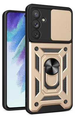 Productafbeelding van MobyDefend Hoesje - Geschikt voor Samsung Galaxy A54 - Pantsercase Met Draaibare Ring - Goud
