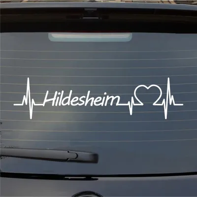 Produktbild von Heckscheibenaufkleber Hildesheim Herzschlag Puls Stadt Liebe 55x13 cm Weiss Matt Auto Aufkleber Sticker