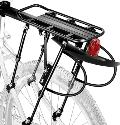 Productafbeelding van Bagagedrager achter - Aluminium - Tot 100 kg - Met spatbord en reflector - 24-29 inch