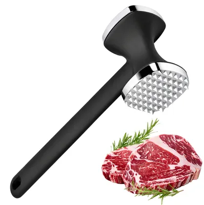 Produktbild von Fleischklopfer - Doppelseitig aus Zinklegierung - Zum Zartmachen von Fleisch und Steaks
