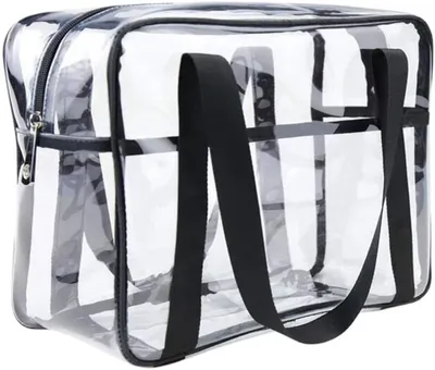 Produktbild von Transparent Kulturbeutel Durchsichtige Tragetasche Reisetaschen PVC Kulturtasche Reise Organizer Tasche wasserdichte Wickeltasche Reise Handtasche Mommy Tasche 30cm*10cm*22cm