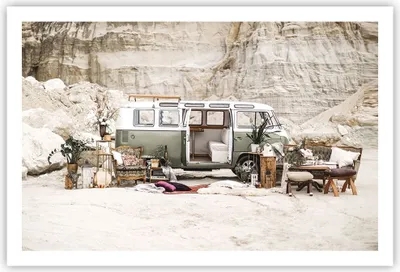 Produktbild von Poster - Poster ohne Rahmen - Wohnmobil Boho Möbel - 91,5x61 cm - Wand Bild - Wanddeko - Wandbilder - Kunstposter - Wandposter - Bilder - Kunstdruck - Wanddekoration - Wandbild - P2XAA91x61-4542