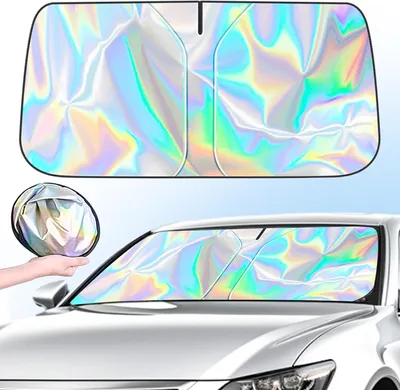 Obrázok produktu pre Slnečná clona na čelné sklo 145x80 cm, samolepiaca, UV-ochrana proti teplu, skladacia, pre auto