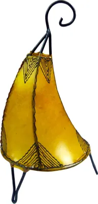 Produktbild von Orientalische Lampe Hennalampe marokkanische Lederlampe Tischleuchte Stehleuchte Henna Tissir Orient 35-38 cm, gelb