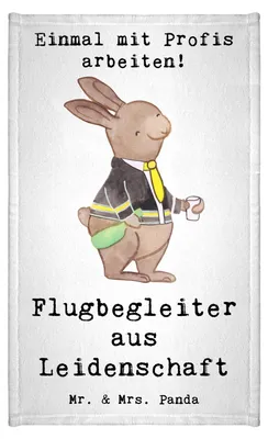 Produktbild von Mr. & Mrs. Panda Handtuch Flugbegleiter Leidenschaft - Weiß - Geschenk, Steward, Lustig, Gästetuch, Witzig, Baumwollhandtuch, frottier gästehandtuch, Frotteetuch, Spruch