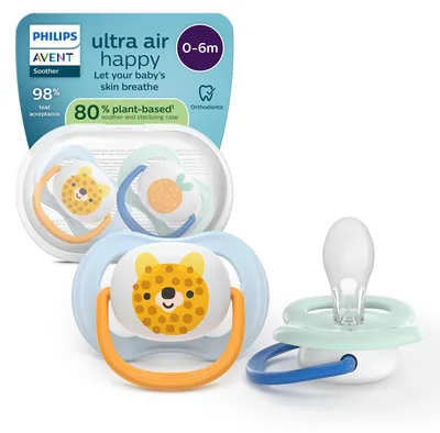 Image de Philips AVENT Sucette SCF080/23 ultra air, Sucette classique pour bébé, Orthodontique, Silicone, Garçon/Fille