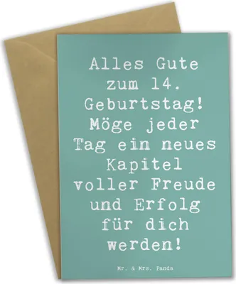 Produktbild von Mr. & Mrs. Panda valentinstagskarte Spruch 14. Geburtstag - Meeresbrise - Geschenk, osterkarte, Alter, Happy Birthday, Freude, Junge, Geburtstagsfeier, weihnachtskarten