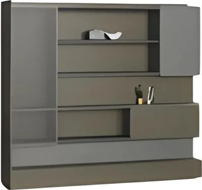 Produktbild von Büroschrank Regalwand Modern Schwarz Grau LED Stauraum Aktenschrank Organizer