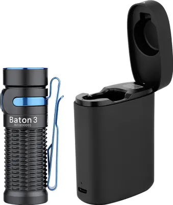 Produktbild von Olight Baton 3 Set Taschenlampe, 1200 Lumen USB aufladbare LED-Leuchte, 6 Lichtmodi, mit kabellosem Ladecase