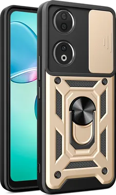Produktbild von Hülle für Honor 90 mit Ring Ständer Halter Dia Kameraschutz TPU PC Hybrid Handyhülle Gold