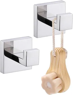 Immagine prodotto di Set di 2 ganci a muro in acciaio inossidabile SUS304, resistenti alla ruggine, ideali per bagno e cucina, con fissaggio a scomparsa, bordi arrotondati e capacità di carico di 10 kg