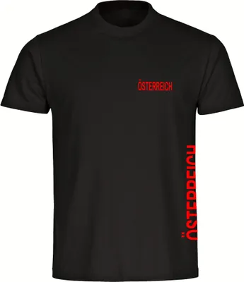 Produktbild von multifanshop Kinder T-Shirt - Österreich - Brust & Seite, schwarz, Größe 176