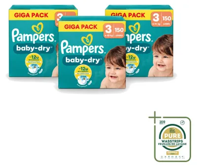 Obrázok produktu pre 3 kusy plienok Pampers Baby-Dry, veľkosť 3 – balenie