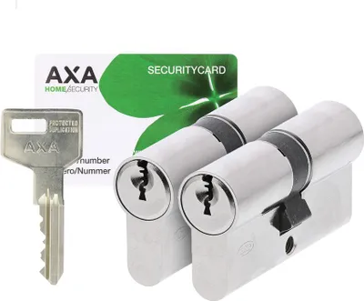 Produktbild von AXA Doppelzylinderschloss – 30/30 mm – Ultimate Security+ – vernickelter Sicherheitszylinder – inkl. 6 Schlüssel – mit Hotelfunktion