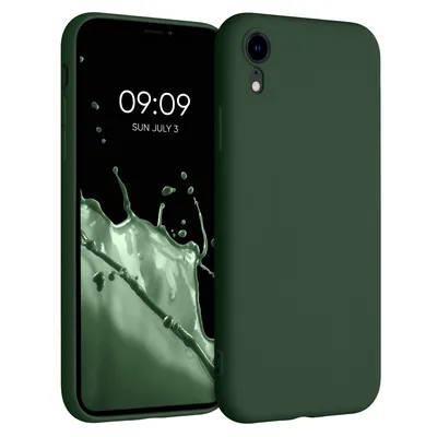 Image de kwmobile Housse compatible Apple iPhone XR Housse - Etui souple en silicone TPU - Couverture adaptée au chargement sans fil - Vert foncé mat