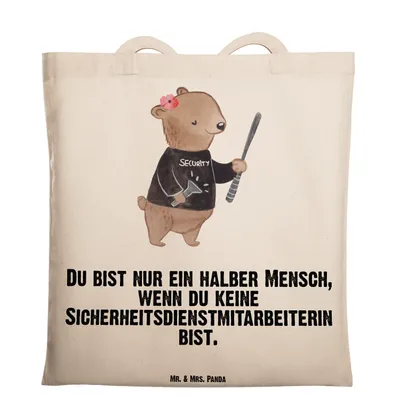 Produktbild von Mr. & Mrs. Panda Tote Bag Sicherheitsdienstmitarbeiterin Herz - Transparent - Geschenk, Laptoptasche, Jutebeutel, Tasche, Shopping, Einkaufstasche