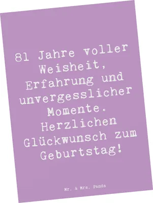 Produktbild von Mr. & Mrs. Panda Postkarte Spruch 81. Geburtstag - Lavendeltraum - Geschenk, Grußkarte, liebevoll gestaltet, bildkarte, Alles gut zum, Fotokarte, Weisheit, Lebensjahre