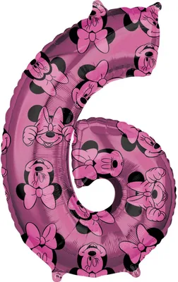 Immagine prodotto di Palloncino in cellophane con il numero 6 e Minnie, 66 cm