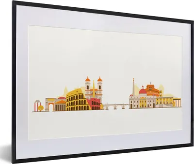 Produktbild von MuchoWow® MuchoWow® Gerahmtes Poster Rom - Skyline - Italien 60x40 cm - Poster mit zchwarzem Bilderrahmen - Schlafzimmer - Plakat in Rahmen - Drucken