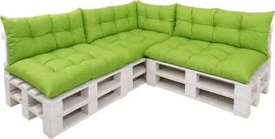 Produktbild von Palettenkissen Set 7-teilig Limette – Sitzkissen 120×60 cm & Rückenkissen 120×40 cm für Palettensofa, Lounge & Gartenmöbel palettenkissen outdoor