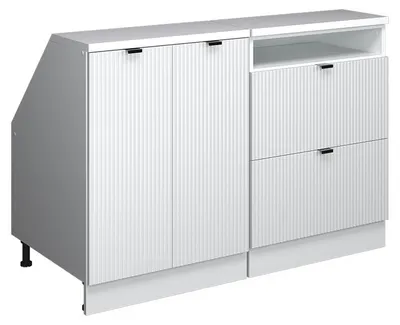 Produktbild von Küchenschrank für Dachschrägen Vicco R-Line Weiß Riffel 120 cm 2er Set Schrankkorpuss 60 cm Tiefe, Model 60646