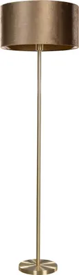 Zdjęcie produktu dla Lampa podłogowa mosiężna z welurowym abażurem w kolorze brązu 50 cm - Simplo
