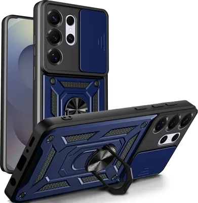 Produktbild von Outdoor Panzer Hülle für Samsung Galaxy S26 Ultra mit Kameraschutz Ringhalter Blau