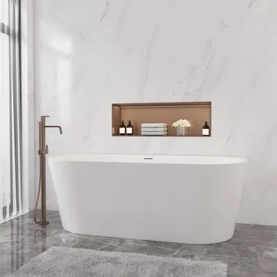 Produktbild von AICA Freistehende Badewanne Acryl Badwanne Oval 170x80x60cm oder frei stehend mit Ab-/Überlauf.Vorinstalliertes Zubehör
