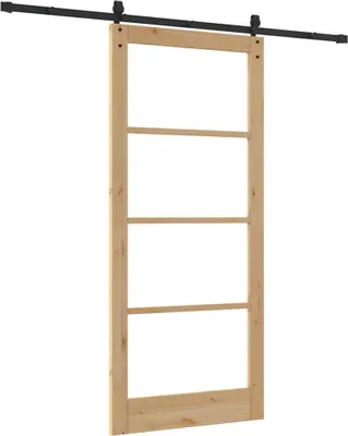 Obrázek produktu pro VidaXL Posuvné dveře ORKDAL, 93 x 211 cm, masivní borové dřevo a sklo, přírodní barva