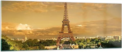 Produktbild von Bilder auf glas - Eiffelturm Frankreich Paris - 140x50cm - Glasbilder - Wandbilder - Kunstdruck - zum Aufhängen bereit - Wanddekoration aus Glas - Glas Bilder - Wandbild auf Glas - GAB140x50-0435