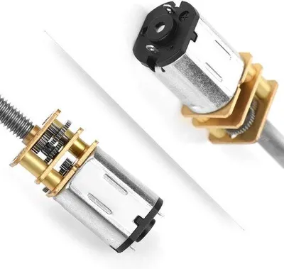 Obrázek produktu pro Kovový 12V motor s redukcí otáček – dlouhá hřídel M4 x 100 mm – 6 V, 200 otáček za minutu.