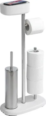 Zdjęcie produktu dla Stojak na papier i szczotkę wc z półką i koszem RIVAZZA, 4w1, WENKO
